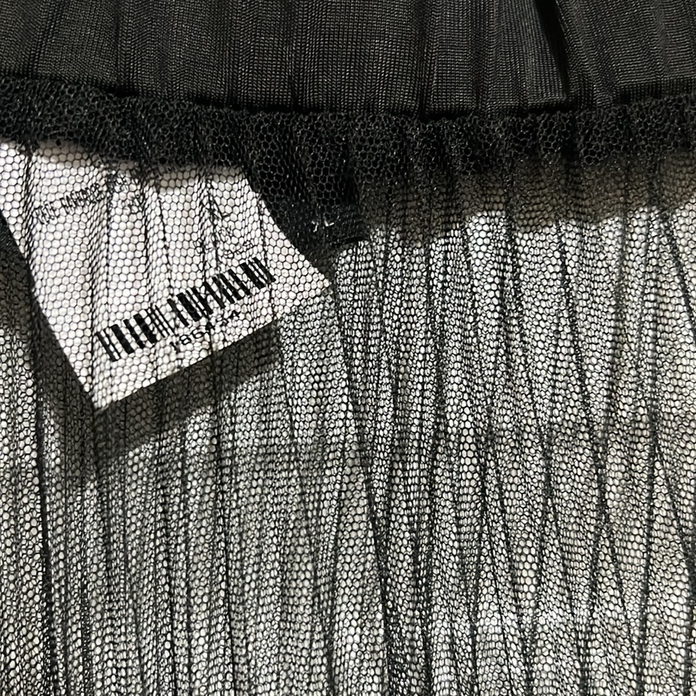 NWT! AKIRA Black Tulle Coverup Chrystal Embellished Rhinestone Maxi Ruffle Pleat - Picture 8 of 10
